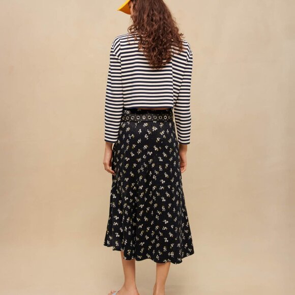 Maje Juguet Leopard Floral Print Midi Skirt - Picture 2 of 5